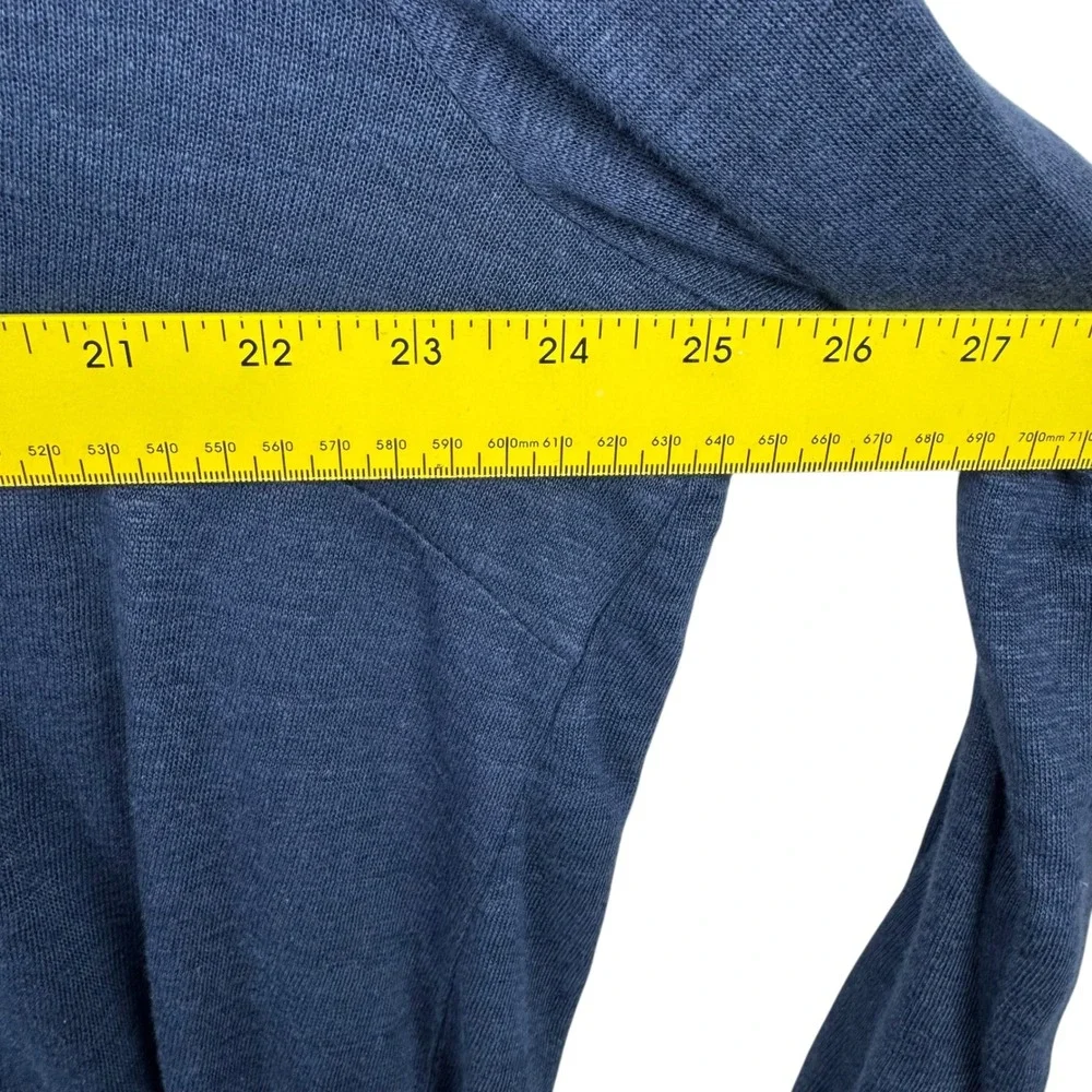 J Jill Cardigan Sweater‎ Large Love Linen Blue 100% Linen Open Front Long Sleeve